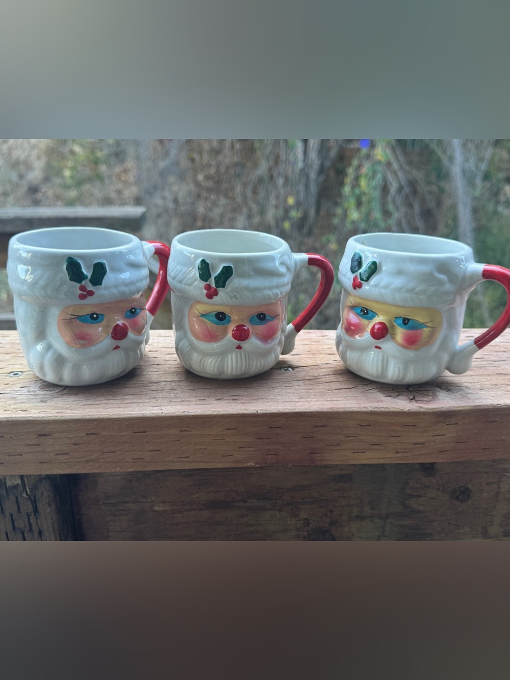 1960s Santa Claus Ceramic Mug with Red Handle - Holiday Coffee Cup